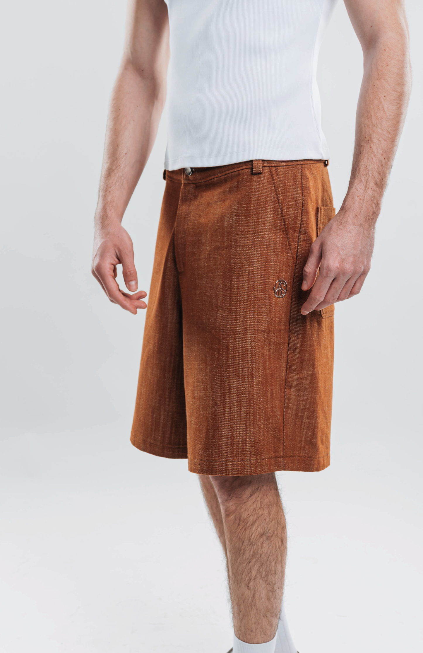 RUST DENIM SHORTS
