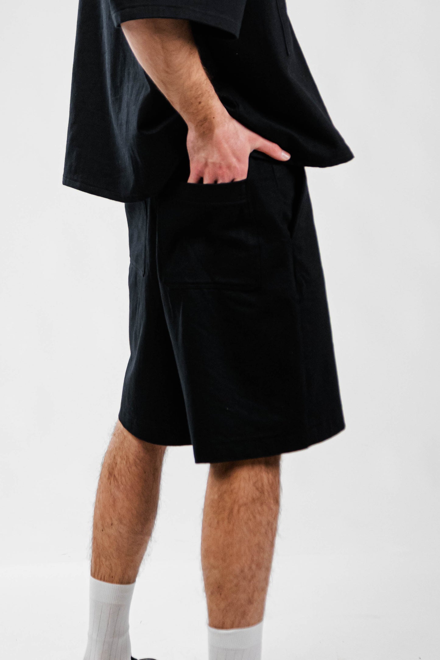 BLACK DENIM SHORTS